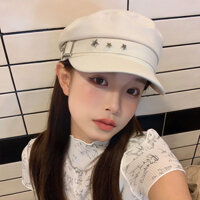 Mũ Kepi Thuỷ Thủ Beret Backer Boy Khoá Vuông Charm Ngôi Sao Vải Kaki Màu Đen Trắng Phom Chuẩn Cứng Cáp