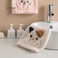 Mũ khăn lông cừu san hô thiết kế mèo dễ thương để sấy nhanh