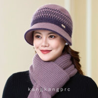Mũ Kk★Hàng sẵn có Mũ dệt kim phong cách mới Nữ trung niên Người cao tuổi Thu Đông Phù hợp với Thỏ mẹ thời trang