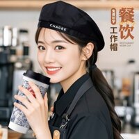 Mũ làm việc phục vụ cho quán trà sữa, quán cà phê, nhà hàng, nhân viên phục vụ, phụ nữ, chống rụng tóc, thoáng khí, mũ beret đầu bếp RZEZ