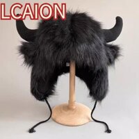Mũ LCAION Bison, Mũ len dày Unisex, Chống gió mềm mại có sừng Mũ bịt tai
