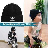 Mũ len Adidas màu đen (Loại xịn, Logo thêu nổi) - Xuất dư xịn Freesize cho bé 3-15 tuổi