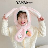 Mũ len cho bé gái nón len trùm đầu tai thỏ dễ thương thời trang mùa đông giữ ấm cao cấp