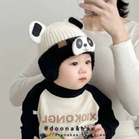 Mũ len cho bé hình Gấu Trúc chắn gió ấm áp bảo vệ tai cho bé trai,bé gái