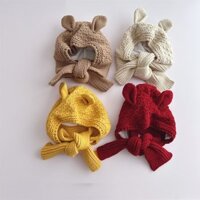Mũ len chùm tai liền khăn quàng cổ cho bé giữ ấm mùa đông lạnh size từ 3-8 tuổi