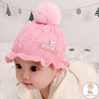 Mũ Len Cục Bông Hình Thỏ Siêu Ấm Cho Bé ( Sơ Sinh - 1 Tuổi )
