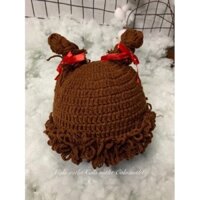 Mũ len hai bím tóc cho bé