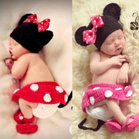 Mũ Len Hình Chuột Mickey/Minnie Cho Bé Chụp Ảnh