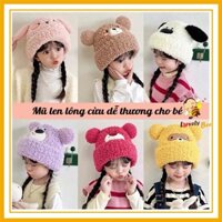 Mũ Len Lông Cừu Hình Thú Siêu Đáng Yêu Trẻ Em Chu Vi vòng đầu 50-56cm - Mũ Len Cho Bé Trai Bé Gái Từ 3-14 tuổi