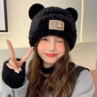 Mũ len lông cừu, nón bucket nữ Hàn Quốc, mũ beanie tai mèo lông cừu đẹp mùa đông thời trang