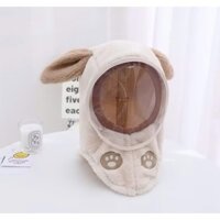 Mũ Len Lông Cừu Tai Thỏ Trùm Đầu Kèm Tấm Che Mặt