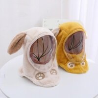 Mũ Len Lông Cừu Trùm Đầu Kèm Kính Chắn Gió Cho Bé Từ 3-12 Tuổi, Nón Lông Cừu Trùm Đầu Cho Bé GDVƯ