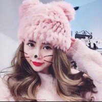 Mũ len lông thỏ tai mèo