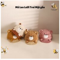 Mũ Len Lưỡi Trai Mặt Gấu Cho Bé SP231