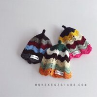 Mũ len móc màu sắc cho bé, mũ len thu đông cho bé