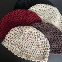 Mũ len móc thủ công mới mùa xuân hè, hoa rỗng nghệ thuật retro, khăn đội đầu thoáng khí cho nam và nữ HPMA