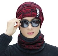 Mũ len nam nón len nam khăn choàng cổ dona2201041 - ĐỎ