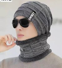 Mũ len nam nón len nam khăn choàng cổ dona2201041 - xám