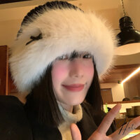 Mũ Len Nơ Unisex, Nón Len Phối Viền Lông Dễ Thương Chất Liệu Dày Dặn Siêu Ấm Phong Cách Hàn Quốc Trắng&Đen - HOTI-NL062