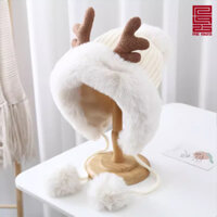 Mũ len - nón len lông cừu sừng tuần lộc mềm mịn phong cách ulzzang Hàn Quốc Re1925 Studio ML09