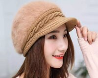 MŨ LEN NỮ LƯỠI TRAI NÓN LEN NỮ LÔNG THỎ THỜI TRANG HÀN QUỐC DONA20120801 - Nâu nhạt