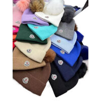 Mũ Len Nữ MONC-LER - mũ len dệt kim quả bông lót lông giữ nhiệt