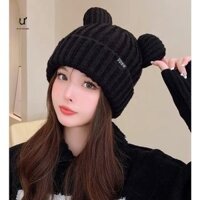 Mũ len nữ tai thỏ trùm đầu, nón len beret nam nữ đẹp phong cách thời trang mùa đông GDVƯ
