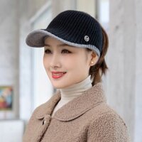 Mũ len nữ thể thao có chìa rỗng đầu thích hợp mùa thu đông thể thao ngoài trời, tập gym - Đen