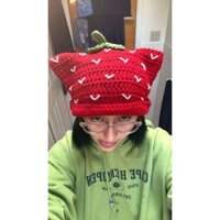 Mũ len tai mèo cat beanie hat Kuromi, Sanrio móc len handmade mềm mại xinh xắn phong cách y2k