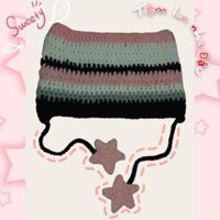 mũ len tai mèo dây ngôi sao dễ thương ,cá tính - Handmade