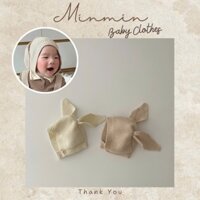 Mũ len tai thỏ Yipan dệt kim ngộ nghĩnh đáng yêu dễ thương cho bé chùm tai ấm áp vintage 3m-2y (~40-48cm)