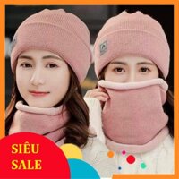 Mũ len trùm đầu kèm khăn quàng mẫu mới 2021