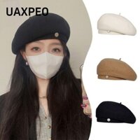 Mũ len UAXPEO, Mũ nỉ len Pháp ấm áp, Mũ họa sĩ thanh lịch thời trang mùa đông dành cho nữ