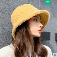 MŨ LÔNG CỪU BUCKET RETRO PHONG CÁCH HÀNG QUỐC SIÊU ẤM - be