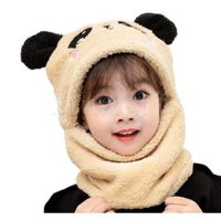 Mũ lông cừu hình gấu con liền khăn