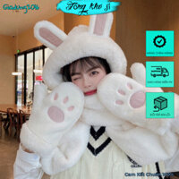 Mũ lông cừu mùa đông 🌏FREE SHIP🌎 Mũ tai thỏ kèm khăn quàng cổ Quảng Châu loại 1 thời trang đẹp dễ thương ( Tuyển SỈ )