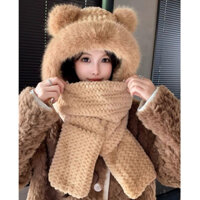 MŨ LÔNG CỪU THỜI TRANG MẪU ZICZAC 3n1 xỏ tay kèm khăn