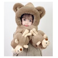 Mũ lông khăn quàng cổ liền găng tay dành cho bé ấm áp mùa đông mã T84