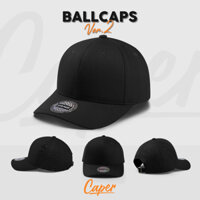 Mũ lưỡi trai Caper màu đen trơn, Nón lưỡi trai vải cotton dày dặn phong cách unisex