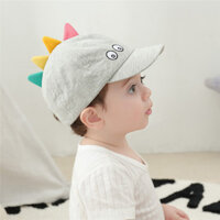 Mũ lưỡi trai cho bé , mũ le Miller vải cotton mềm màu ghi khủng long đôi mắt size từ 6 tháng đến 5 tuổi
