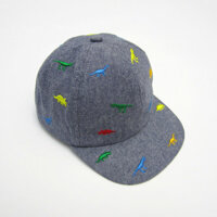 Mũ lưỡi trai cho bé , mũ le Miller vải jean cotton mềm màu xanh thêu khủng long size từ 6 tháng đến 5 tuổi