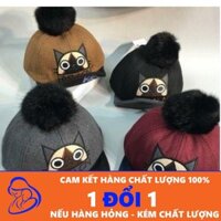 Mũ lưỡi trai dạ chóp bông (màu đỏ đun)