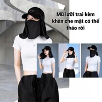 Mũ lưỡi trai đa năng, mũ kèm khăn che mặt có thể tháo rời đeo được nhiều kiểu dễ dàng sử dụng