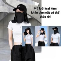 Mũ lưỡi trai đa năng, mũ kèm khăn che mặt có thể tháo rời đeo được nhiều kiểu dễ dàng sử dụng