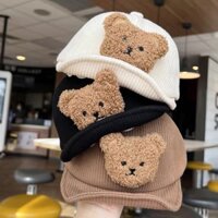 Mũ Lưỡi Trai Gấu Vải Nhung Mềm Mại Phong Cách Hàn Quốc Thời Trang Xuân Thu Cho Bé