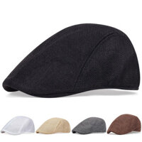 Mũ lưỡi trai hình bát giác cho nam, mùa xuân hè, vải lanh mỏng, thoáng khí, mũ bóng chày, mũ beret retro, mũ nghệ sĩ unisex