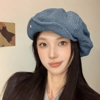 Mũ lưỡi trai hình bát giác đám mây cổ điển dành cho nữ Mũ nồi Denim đầu lớn