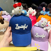 Mũ lưỡi trai hình thú ngủ mới, mũ vịt cho cha mẹ và con cái, mũ bóng chày cotton có vành cong màu sắc đồng nhất, màu sắc kẹo cho chuyến đi xuân thu