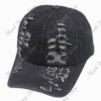 Mũ lưỡi trai jean, nón kết jean, nón jean rách thời trang cá tính phù hợp cả nam và nữ - Đen