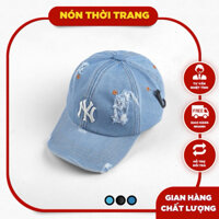 Mũ lưỡi trai jean wash rách bụi logo thêu sắc nét xukacapbeauty